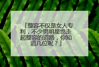 整容不仅是女人专利，不少男明星也走起整容的道路，你知道几位呢？