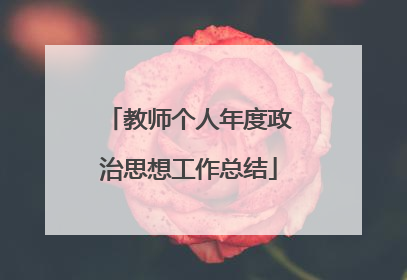 教师个人年度政治思想工作总结