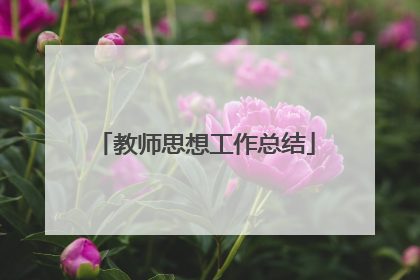 教师思想工作总结