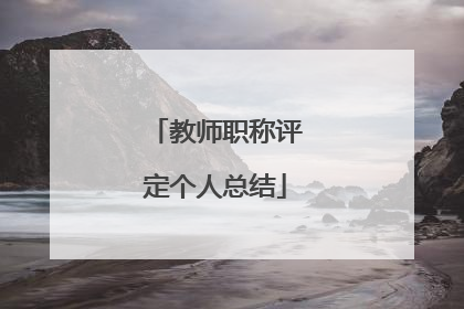 教师职称评定个人总结