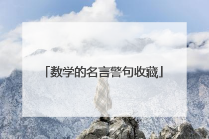 数学的名言警句收藏