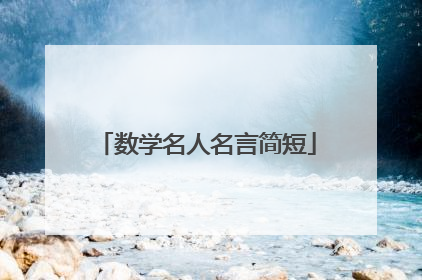 数学名人名言简短