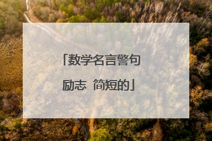 数学名言警句 励志 简短的