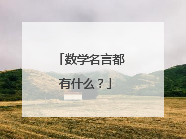 数学名言都有什么？