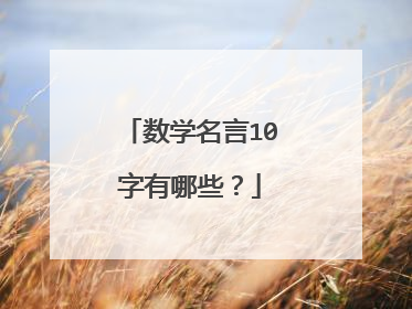 数学名言10字有哪些？