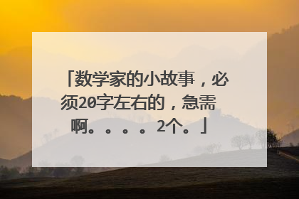 数学家的小故事，必须20字左右的，急需啊。。。。2个。