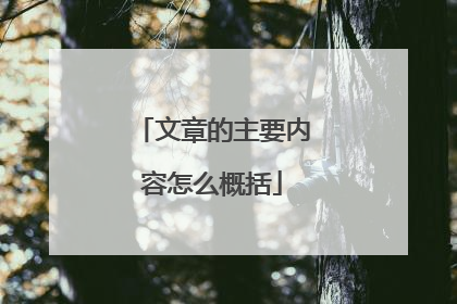 文章的主要内容怎么概括