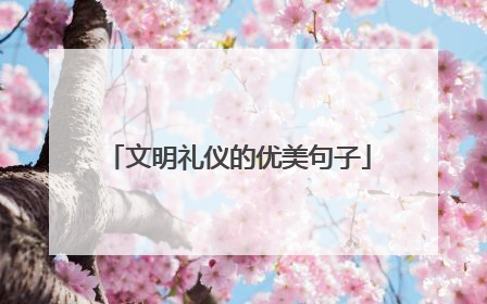 文明礼仪的优美句子