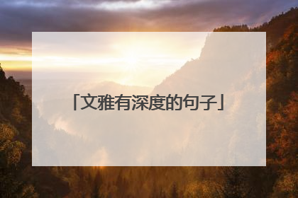 文雅有深度的句子