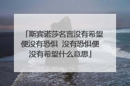 斯宾诺莎名言没有希望便没有恐惧 没有恐惧便没有希望什么意思