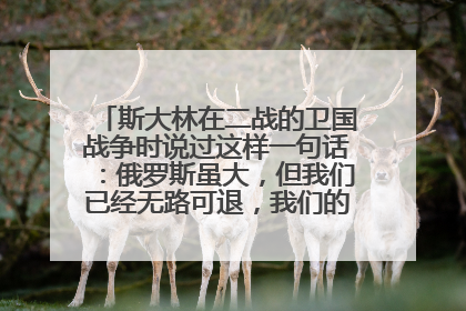 斯大林在二战的卫国战争时说过这样一句话:俄罗斯虽大,但我们已经无路可退,我们的身后就是莫斯科。