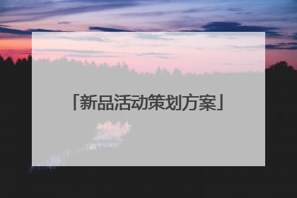 新品活动策划方案