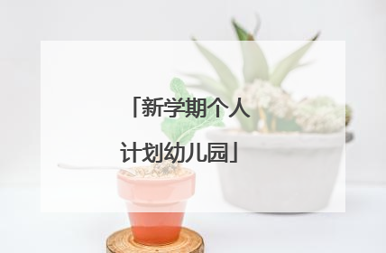 新学期个人计划幼儿园