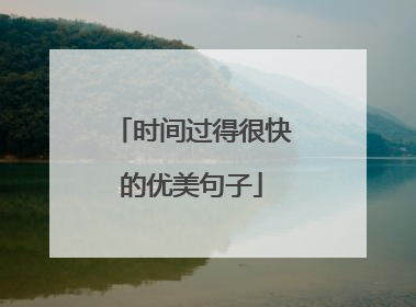 时间过得很快的优美句子