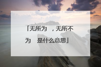 无所为 ，无所不为  是什么意思