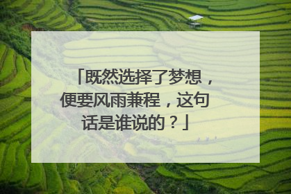 既然选择了梦想，便要风雨兼程，这句话是谁说的？