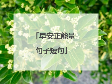 早安正能量句子短句