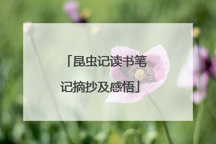 昆虫记读书笔记摘抄及感悟