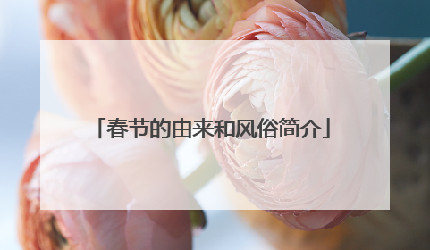春节的由来和风俗简介