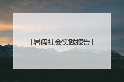 暑假社会实践报告