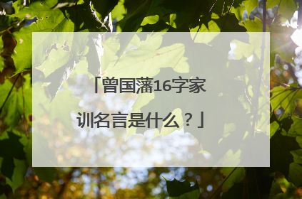 曾国藩16字家训名言是什么?