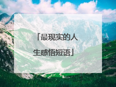 最现实的人生感悟短语
