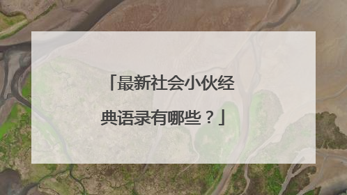 最新社会小伙经典语录有哪些？