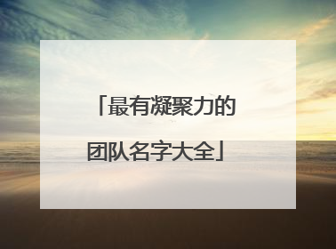 最有凝聚力的团队名字大全