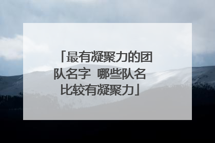 最有凝聚力的团队名字 哪些队名比较有凝聚力