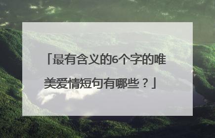 最有含义的6个字的唯美爱情短句有哪些？