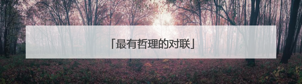 最有哲理的对联