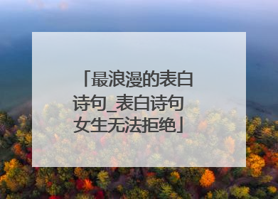 最浪漫的表白诗句_表白诗句女生无法拒绝