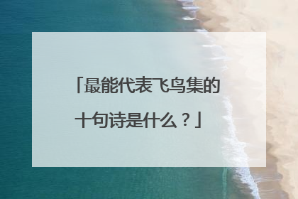 最能代表飞鸟集的十句诗是什么？