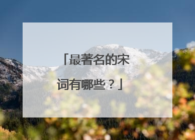 最著名的宋词有哪些？