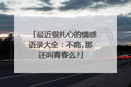 最近很扎心的情感语录大全：不痛,那还叫青春么?