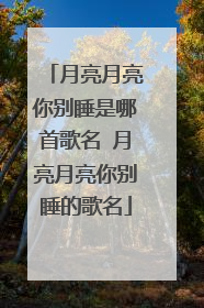 月亮月亮你别睡是哪首歌名 月亮月亮你别睡的歌名