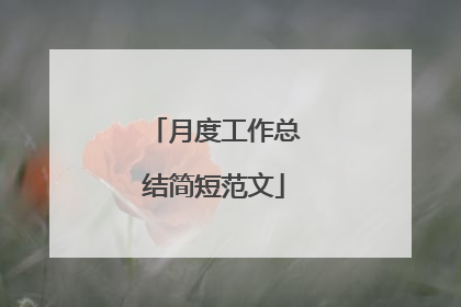 月度工作总结简短范文