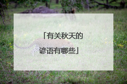 有关秋天的谚语有哪些