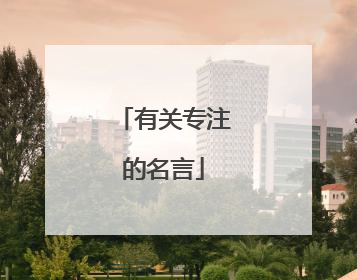 有关专注的名言