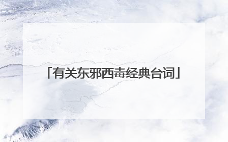 有关东邪西毒经典台词