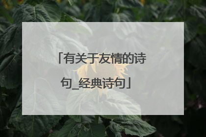 有关于友情的诗句_经典诗句