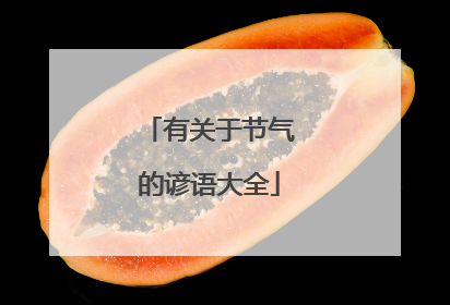 有关于节气的谚语大全