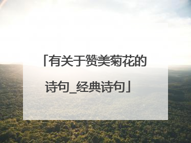 有关于赞美菊花的诗句_经典诗句