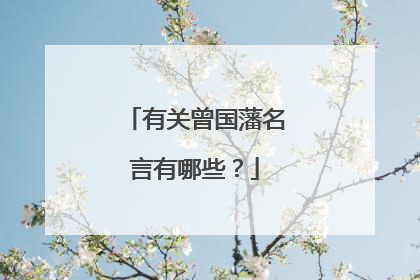 有关曾国藩名言有哪些?