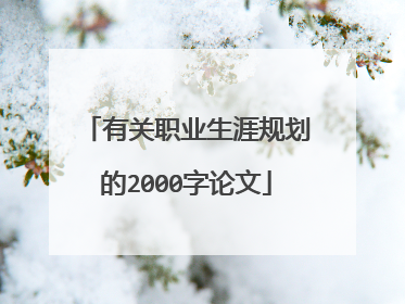 有关职业生涯规划的2000字论文