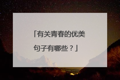 有关青春的优美句子有哪些？