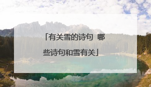 有关雪的诗句 哪些诗句和雪有关
