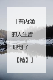 有内涵的人生哲理句子 【精】
