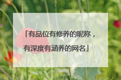有品位有修养的昵称,有深度有涵养的网名