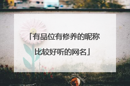 有品位有修养的昵称 比较好听的网名